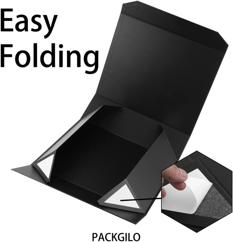 PACKGILO Black Extra Large Gift Box with Lid 1 Pcs 19x16x6 Inches, Gift Box large Black Gift Boxes for Presents Clothes Robe Wedding Dress Sweater,Reusable Foldable Bridesmaid Proposal Box（Matte） - Image 5